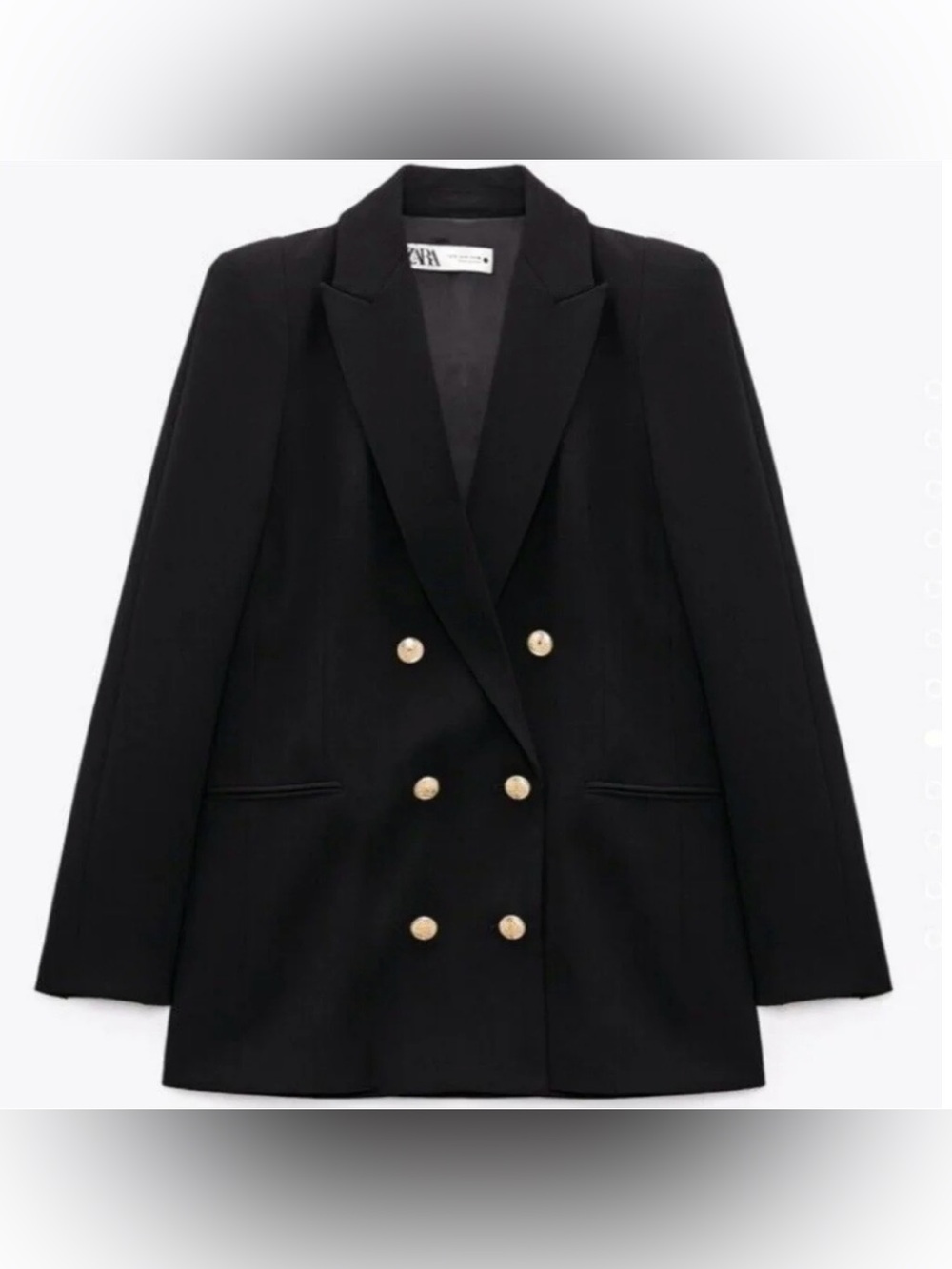 ZARA Black Double Breasted Gold Button Blazer XL
